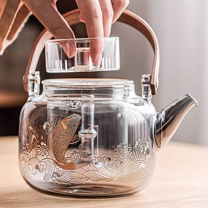 Glass Teapot With Infusion Time Control Function and Japanese Minimalist  Style Design 
