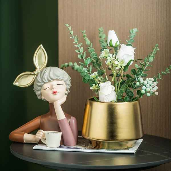 Modern Gold Ceramic Planter - Staunton and Henry