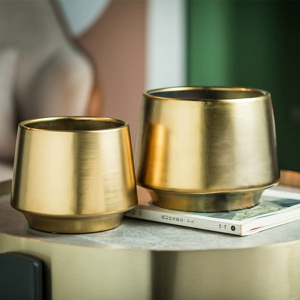 Modern Gold Ceramic Planter - Staunton and Henry