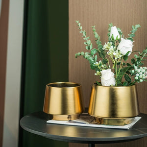 Modern Gold Ceramic Planter - Staunton and Henry