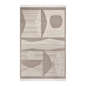 Bella Beige and White Midcentury Modern Style Rug - Staunton and Henry