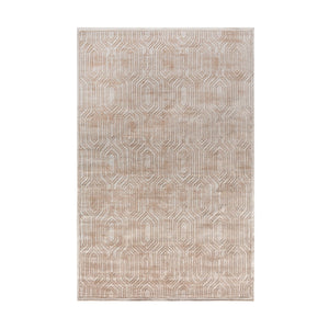 Mocha Warm Beige Geometric Viscose Rug - Staunton and Henry
