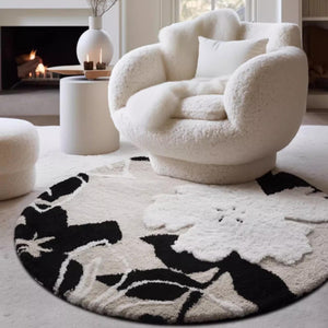 Textured Floral Round Rug - Staunton and Henry
