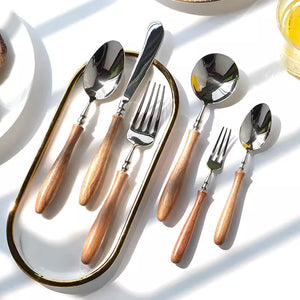 Stainless Steel Wooden Handle Cutlery Set - Staunton and Henry