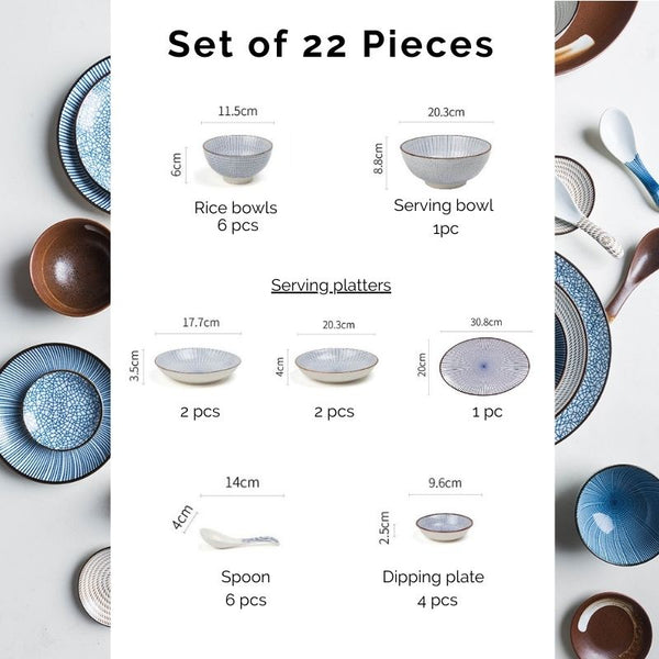 Modern Oriental Dinnerware Set in Starburst Pattern - Staunton and Henry