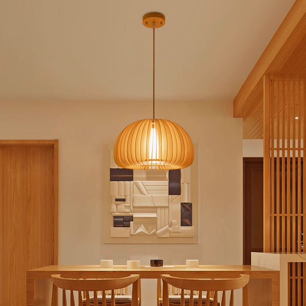 Pumpkin Modern Wood Hanging Light - Staunton and Henry