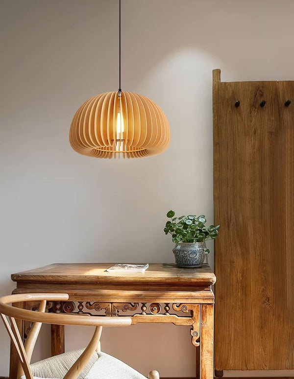 Pumpkin Modern Wood Hanging Light - Staunton and Henry