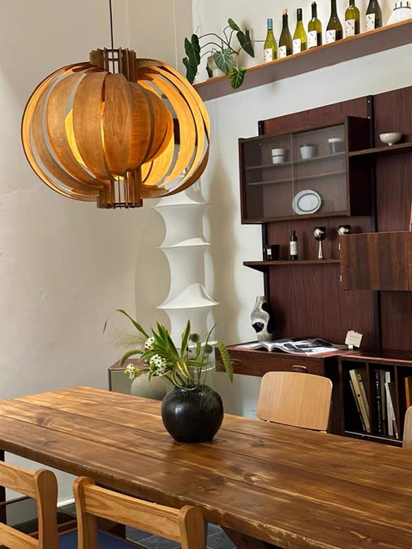 Runa Round Wood Veneer Hanging Light - Staunton and Henry