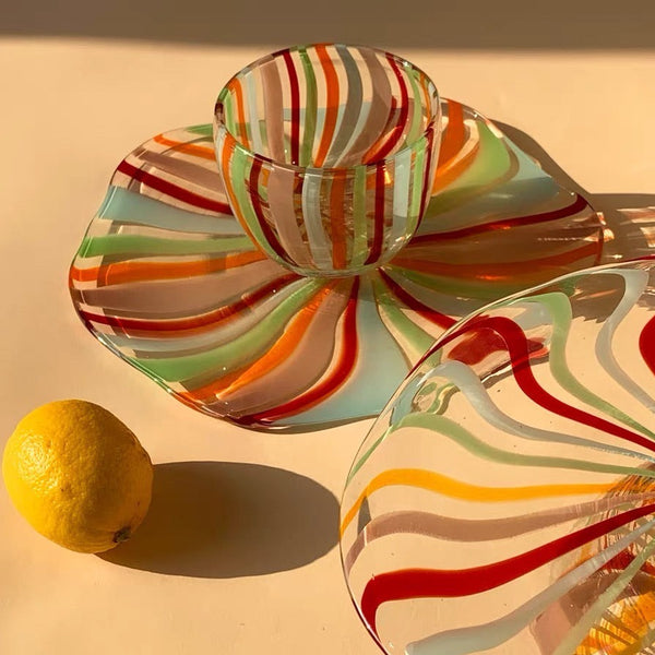 Rainbow Striped Glass Cake Stand - Staunton and Henry