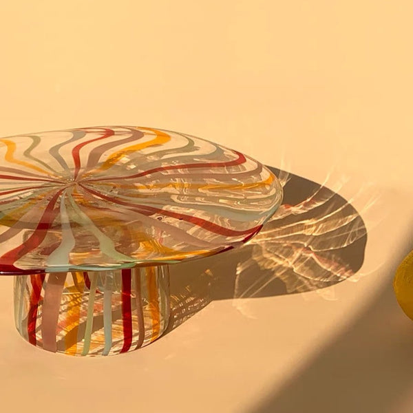Rainbow Striped Glass Cake Stand - Staunton and Henry