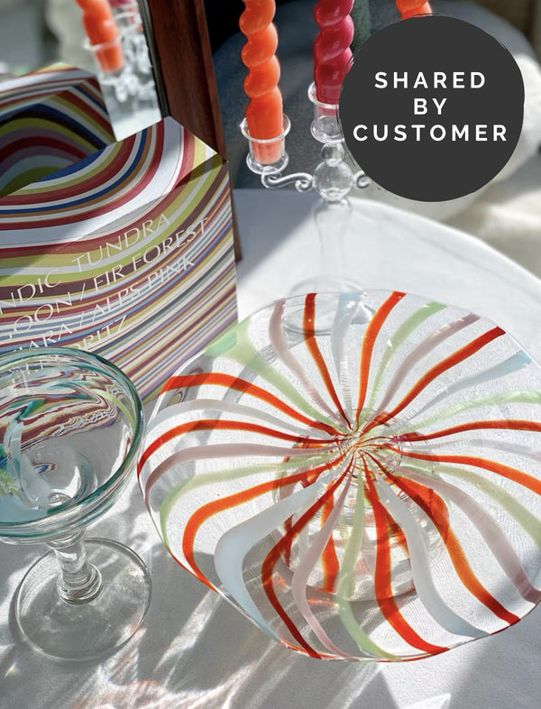 Rainbow Striped Glass Cake Stand - Staunton and Henry