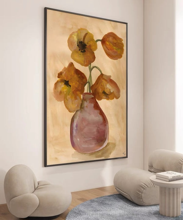 Orange Poppies Bouquet Printed Wall Art with Frame - Staunton and Henry