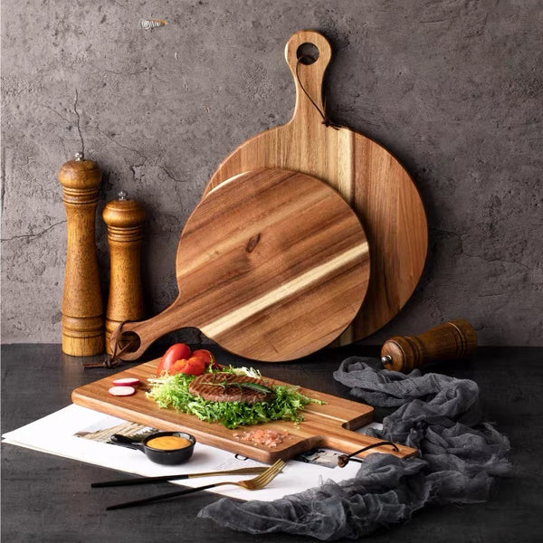 Hand Made Rustic Wooden Serving Board - Round