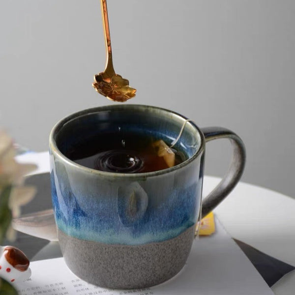 Retro Japanese Blue and Grey Coffee Mug