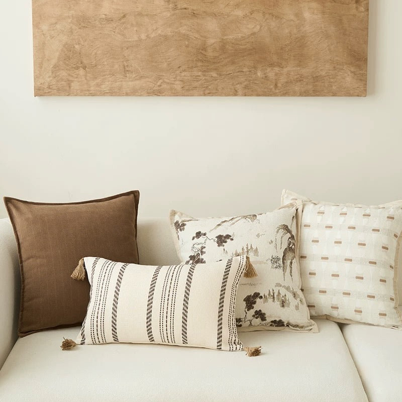 Orient Kissenhüllen-Set aus Chenille-Jacquard in Beige und Creme – Staunton and Henry