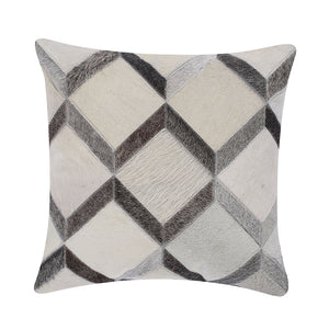 Cream and Grey Cowhide Throw Cushion - Staunton and Henry