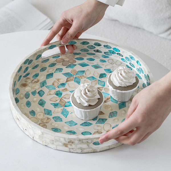 Mother of Pearl Floral Round Tray - Staunton and Henry