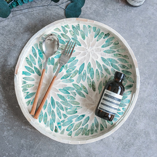 Mother of Pearl Floral Round Tray - Staunton and Henry