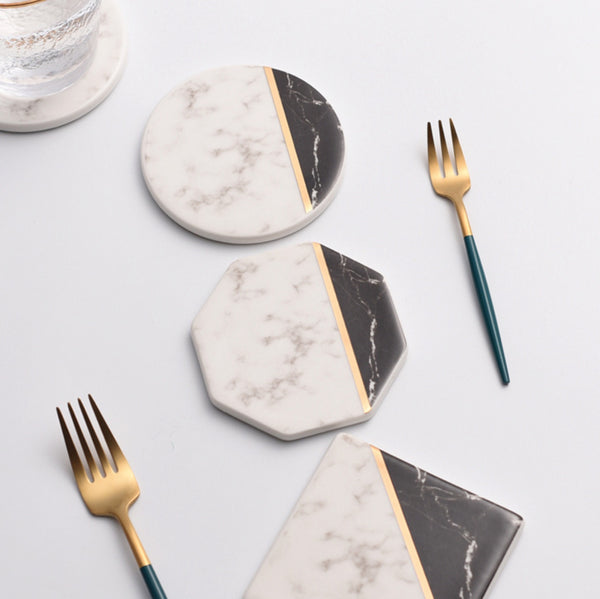 Black and White Marble Pattern Coasters - Set of 4 - Staunton and Henry