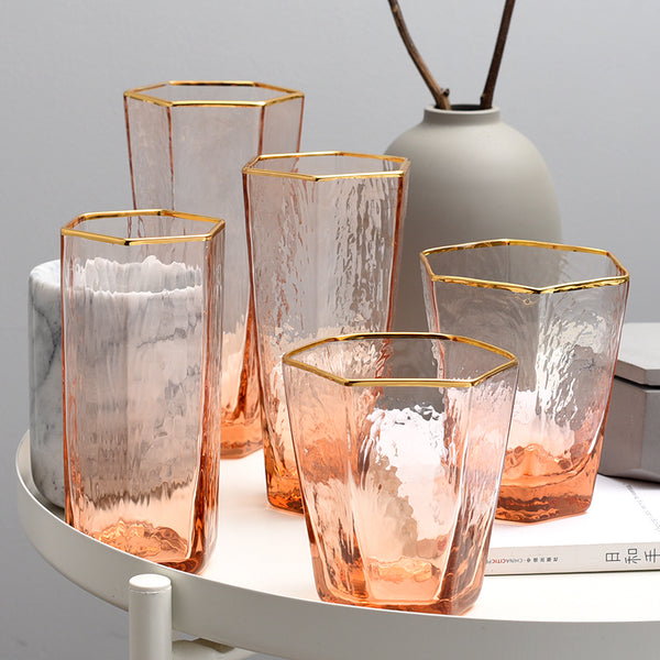 Vintage Pink Tumbler With Gold Trim - Staunton and Henry