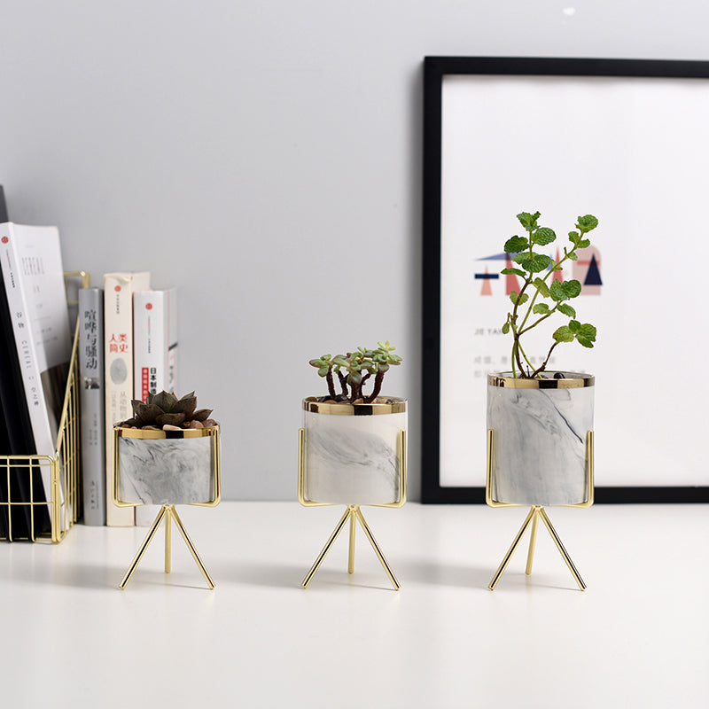 marble plant pot with stand Buy Mini Marble Pattern Planter with Gold Stand – Staunton and Henry