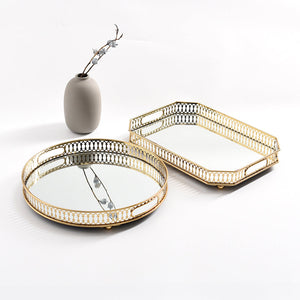 Round Vintage Gold Mirrored Tray SALE - Staunton and Henry