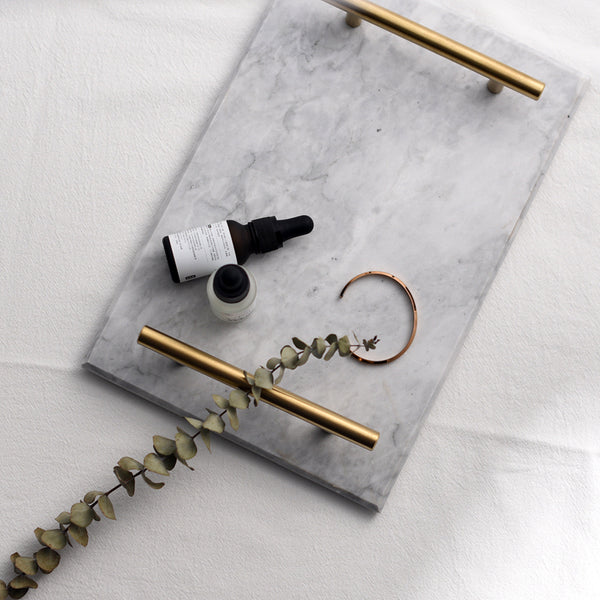 Solid Marble Serving Tray with Gold Handles - Staunton and Henry