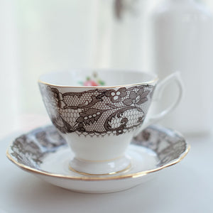 Black Lace Porcelain Tea Cup and Saucer - Staunton and Henry