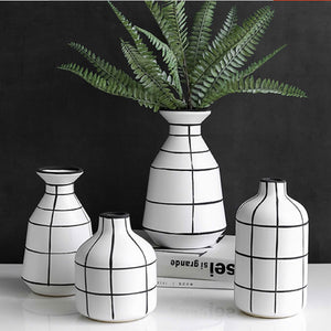 Monochrome Tile Pattern Vases - Staunton and Henry