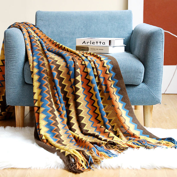 Colorful Crochet Chevron Throw Blanket - Staunton and Henry