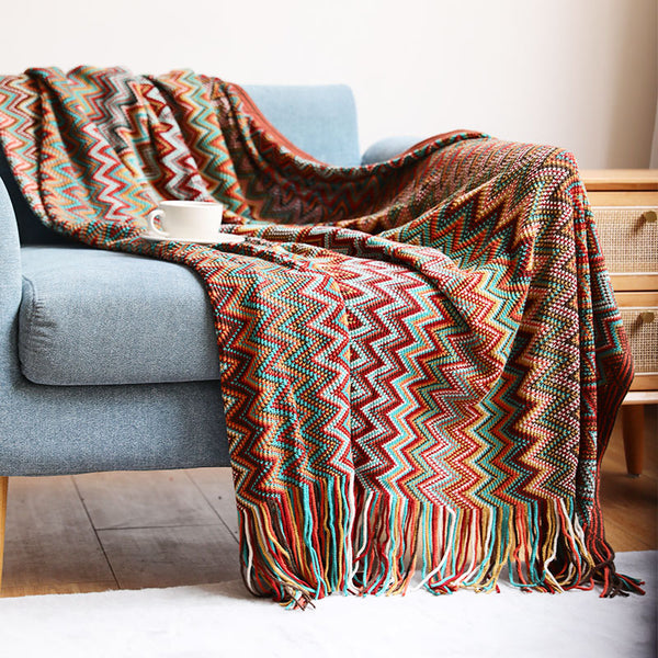 Colorful Crochet Chevron Throw Blanket - Staunton and Henry