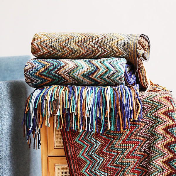 Colorful Crochet Chevron Throw Blanket - Staunton and Henry