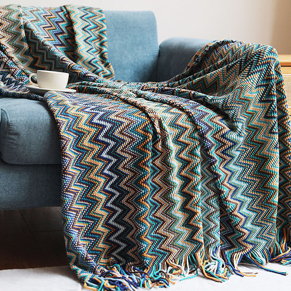 Colorful Crochet Chevron Throw Blanket - Staunton and Henry