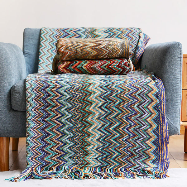 Colorful Crochet Chevron Throw Blanket - Staunton and Henry