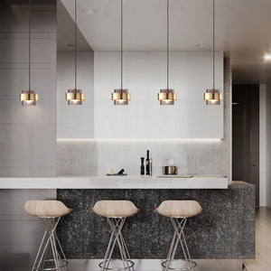 Modern Gold and Smokey Glass Pendant Light - Staunton and Henry