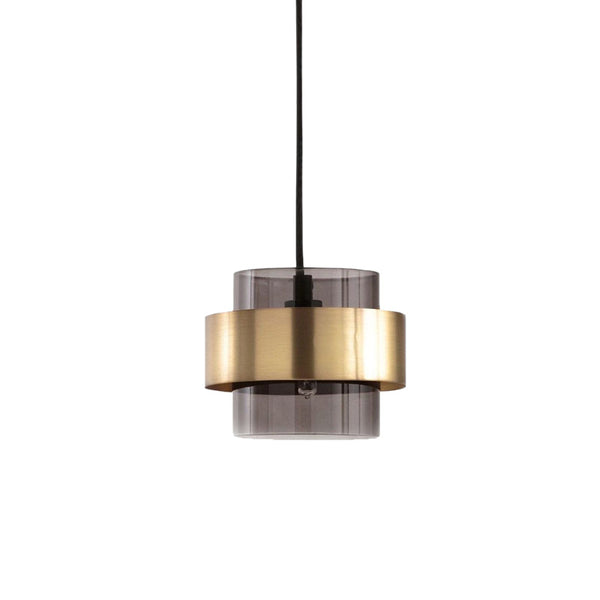 Modern Gold and Smokey Glass Pendant Light - Staunton and Henry