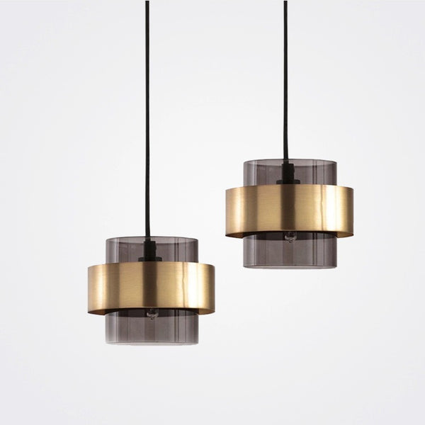 Modern Gold and Smokey Glass Pendant Light - Staunton and Henry