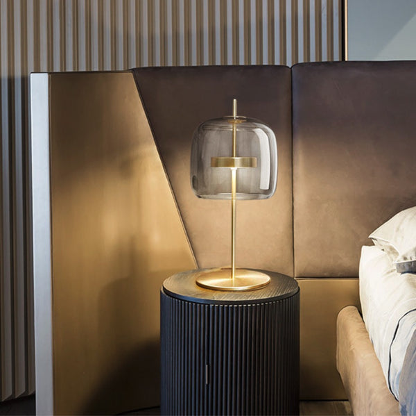 Stellar Modern Glass and Gold Table Lamp - Staunton and Henry