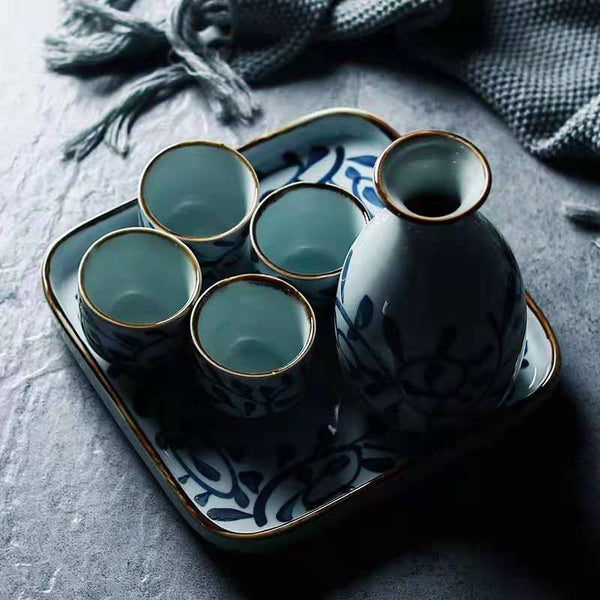 Akari Blue and White Japanese Sake Set - Staunton and Henry