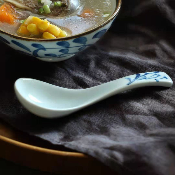 Akari Blue and White Japanese Soup Spoons - Staunton and Henry