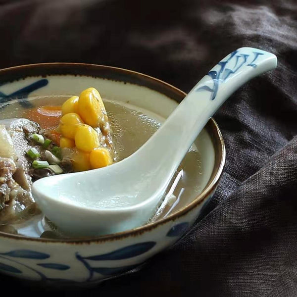 Akari Blue and White Japanese Soup Spoons - Staunton and Henry