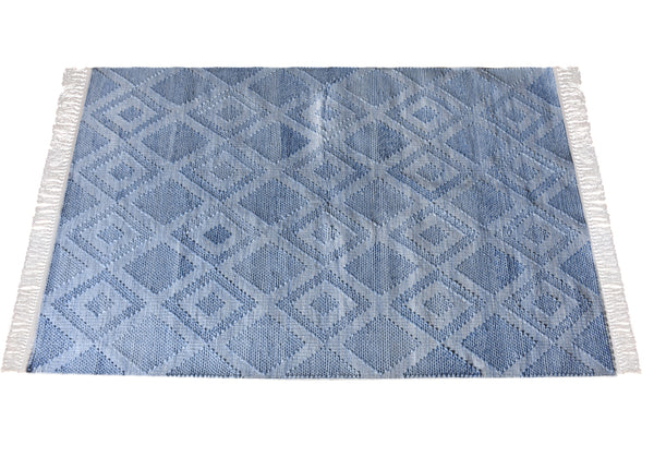 Patmos Blue Diamond Pattern Rug - Staunton and Henry