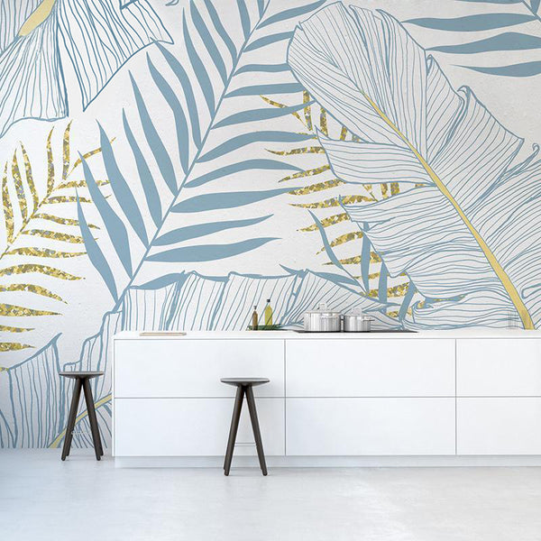 Blue and Yellow Palms Wallpaper - Staunton and Henry