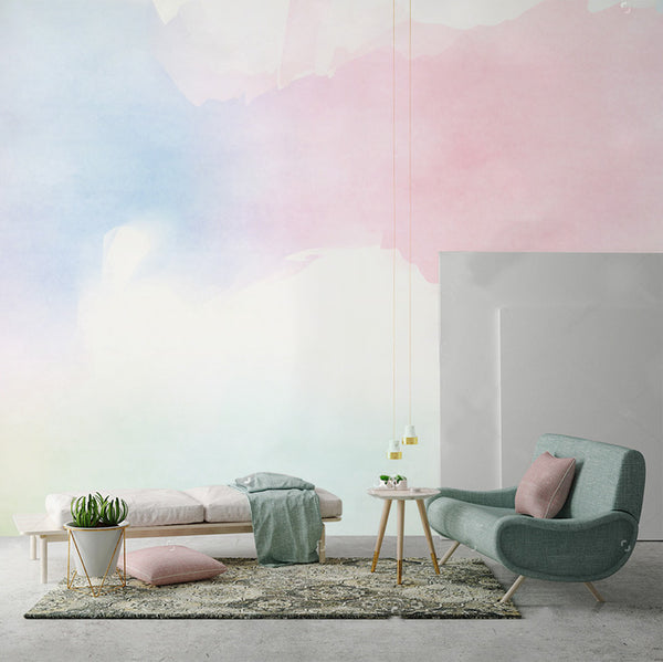 Pink and Blue Watercolors Wall Mural - Staunton and Henry