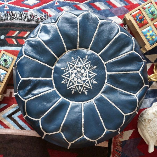 Moroccan Leather Pouf - Staunton and Henry