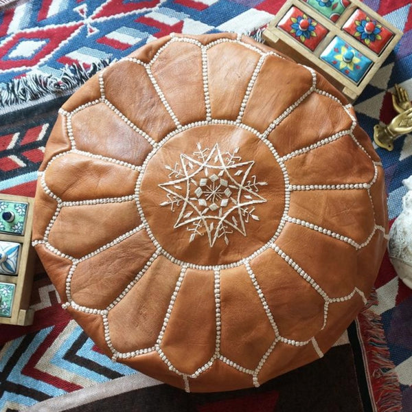 Moroccan Leather Pouf - Staunton and Henry