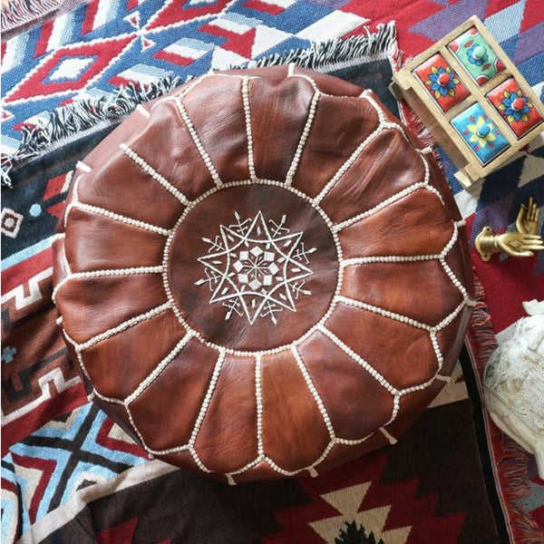Moroccan Leather Pouf - Staunton and Henry