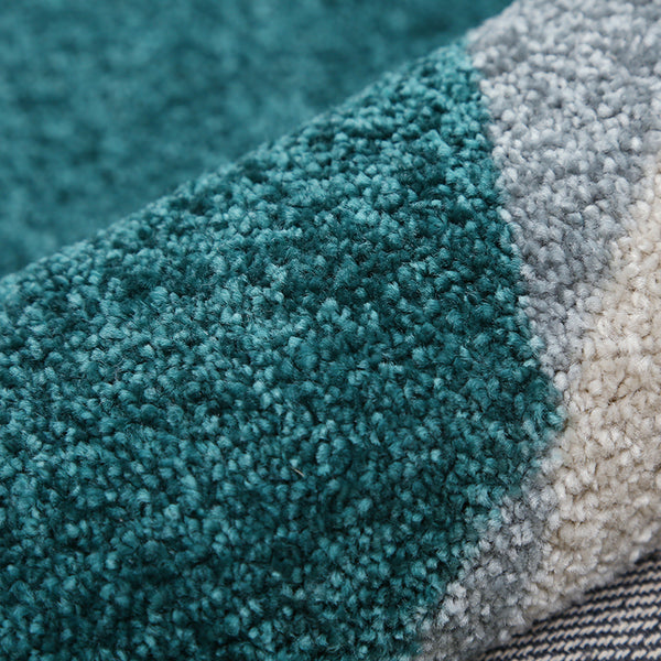 Geometric Round Teal and Grey Rug - Staunton and Henry