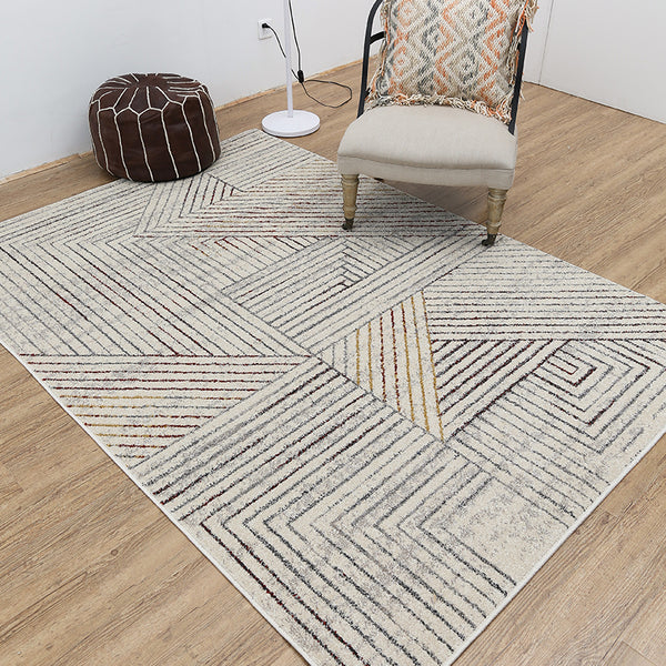 Modern White Linear Rug - Staunton and Henry