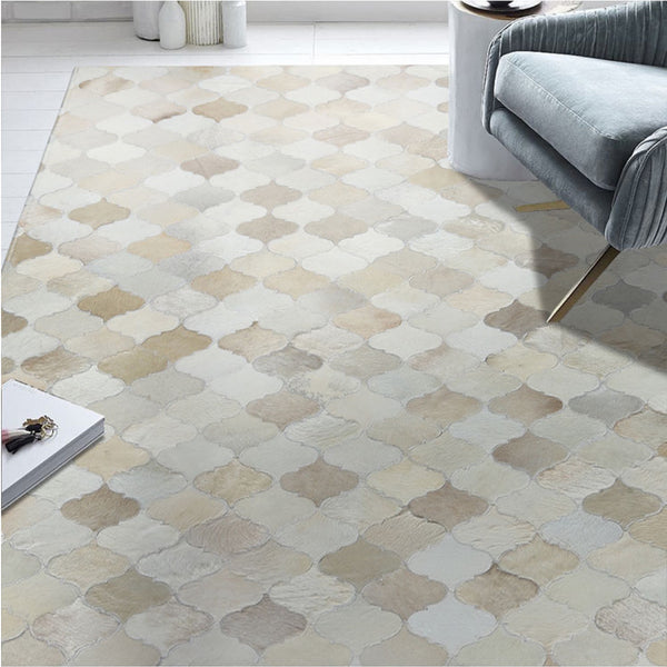 Cream and Fawn Patchwork Cowhide Rug - Staunton and Henry